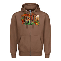 Chestnut Fall vibes pumpkins Zipper Hoodie - NancyCooperArtShop