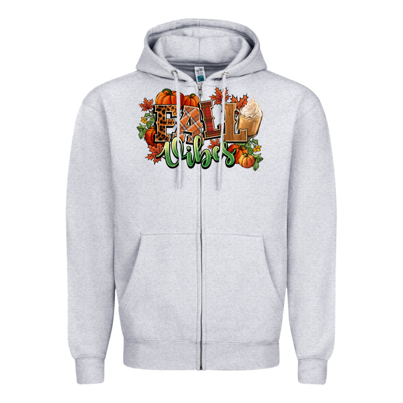 Fall Vibes Pumpkins Zipper Hoodie by NancyCooperArtShop | Teevron