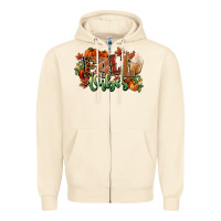 Sandshell Fall vibes pumpkins Zipper Hoodie - NancyCooperArtShop