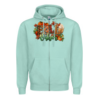 Seafoam Fall vibes pumpkins Zipper Hoodie - NancyCooperArtShop