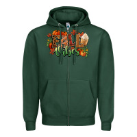 Sports Green Fall vibes pumpkins Zipper Hoodie - NancyCooperArtShop