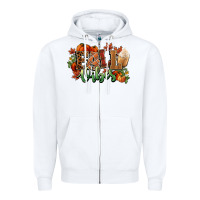White Fall vibes pumpkins Zipper Hoodie - NancyCooperArtShop