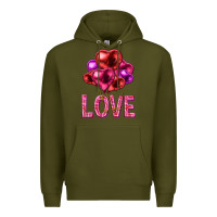Army Green Love heart balloons Valentine's Day Premium Hoodie - HowdyJamesFarm