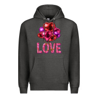 Charcoal Heather Love heart balloons Valentine's Day Premium Hoodie - HowdyJamesFarm