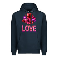 Navy Love heart balloons Valentine's Day Premium Hoodie - HowdyJamesFarm