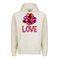 Oatmeal Heather Love heart balloons Valentine's Day Premium Hoodie - HowdyJamesFarm