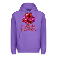 Purple Love heart balloons Valentine's Day Premium Hoodie - HowdyJamesFarm