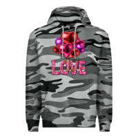 Slate Camo Love heart balloons Valentine's Day Premium Hoodie - HowdyJamesFarm