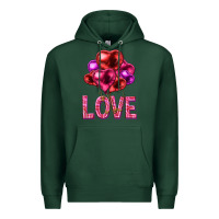 Sports Green Love heart balloons Valentine's Day Premium Hoodie - HowdyJamesFarm