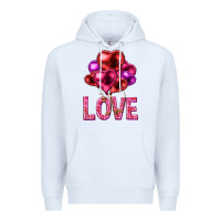 White Love heart balloons Valentine's Day Premium Hoodie - HowdyJamesFarm