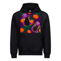 Black witchy cat and pumpkins seamless paternal Urban Hoodie - BundleAndBundleShop