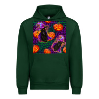 Forest Green witchy cat and pumpkins seamless paternal Urban Hoodie - BundleAndBundleShop