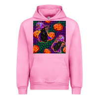 Fuchsia Pink witchy cat and pumpkins seamless paternal Urban Hoodie - BundleAndBundleShop