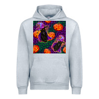 Heather Grey witchy cat and pumpkins seamless paternal Urban Hoodie - BundleAndBundleShop