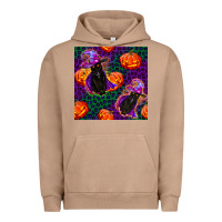Pigment Burro witchy cat and pumpkins seamless paternal Urban Hoodie - BundleAndBundleShop