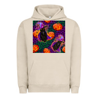 Pigment French Oak witchy cat and pumpkins seamless paternal Urban Hoodie - BundleAndBundleShop