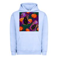 Pigment Grape Ice witchy cat and pumpkins seamless paternal Urban Hoodie - BundleAndBundleShop