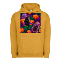 Pigment Peanut Butter witchy cat and pumpkins seamless paternal Urban Hoodie - BundleAndBundleShop