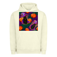 Pigment Pistachio witchy cat and pumpkins seamless paternal Urban Hoodie - BundleAndBundleShop