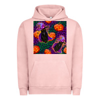 Pigment Salmon witchy cat and pumpkins seamless paternal Urban Hoodie - BundleAndBundleShop