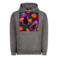 Pigment Tornado witchy cat and pumpkins seamless paternal Urban Hoodie - BundleAndBundleShop