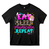 Black eat sleep manicure repeat Heavy Core Tee - AdoDesignShop