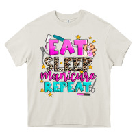 Cream eat sleep manicure repeat Heavy Core Tee - AdoDesignShop