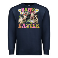 Navy Happy Easter Heifers Easter Day Premium Sweatshirt - CowGirlArtShop