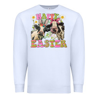 White Happy Easter Heifers Easter Day Premium Sweatshirt - CowGirlArtShop