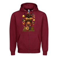 Burgundy 2024 happy new year  afro messy bun Zipper Hoodie - texasbilliewilder
