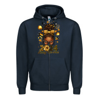 Navy 2024 happy new year  afro messy bun Zipper Hoodie - texasbilliewilder