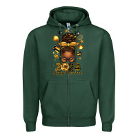 Sports Green 2024 happy new year  afro messy bun Zipper Hoodie - texasbilliewilder