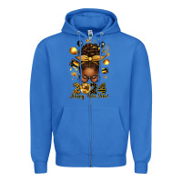 True Royal 2024 happy new year  afro messy bun Zipper Hoodie - texasbilliewilder