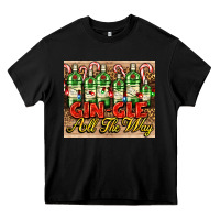 Black GIN GLE Christmas gin bottles Heavy Core Tee - AdoDesignShop