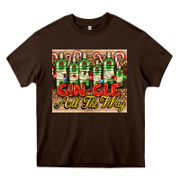 Chocolate Brown GIN GLE Christmas gin bottles Heavy Core Tee - AdoDesignShop