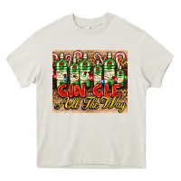 Cream GIN GLE Christmas gin bottles Heavy Core Tee - AdoDesignShop