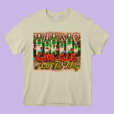 Gin Gle Christmas Gin Bottles Heavy Core Tee Designed By Adodesignshop