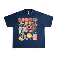 Navy retro summer Urban Heavy Tee - JahusDesignShop