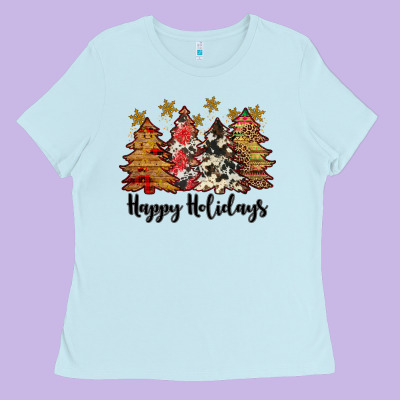 Happy Holidays Ladies Tee Designed By Jahusdesignshop