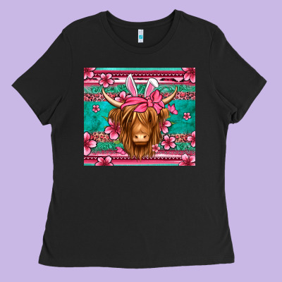 Easter Longhaired Cow Ladies Tee Designed By Jasminsmagicworld