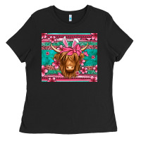 Black easter longhaired cow Ladies Tee - Jasminsmagicworld