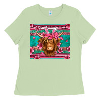 Matcha easter longhaired cow Ladies Tee - Jasminsmagicworld
