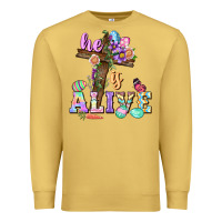 Antique Gold He is alive Easter Day Premium Sweatshirt - CowGirlArtShop