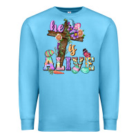 Ocean Blue He is alive Easter Day Premium Sweatshirt - CowGirlArtShop