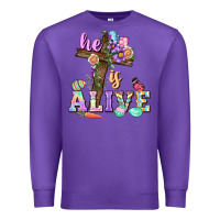 Purple He is alive Easter Day Premium Sweatshirt - CowGirlArtShop