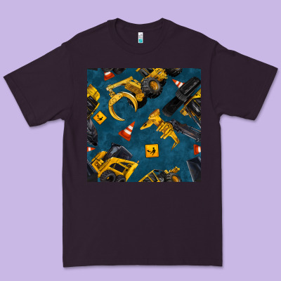 Construction Vehicles Seamless Pattern Premium Tee Designed By Bundleandbundleshop