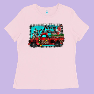 Truck Merry Christmas Ladies Tee Designed By Jahusdesignshop