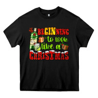 Black beginning to look like a christmas with gin and gifts Heavy Core Tee - AdoDesignShop