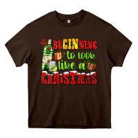 Chocolate Brown beginning to look like a christmas with gin and gifts Heavy Core Tee - AdoDesignShop