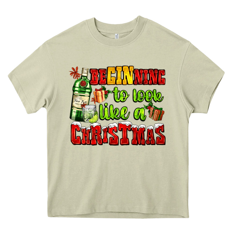 Beginning To Look Like A Christmas With Gin And Gifts Heavy Core Tee by AdoDesignShop | Teevron